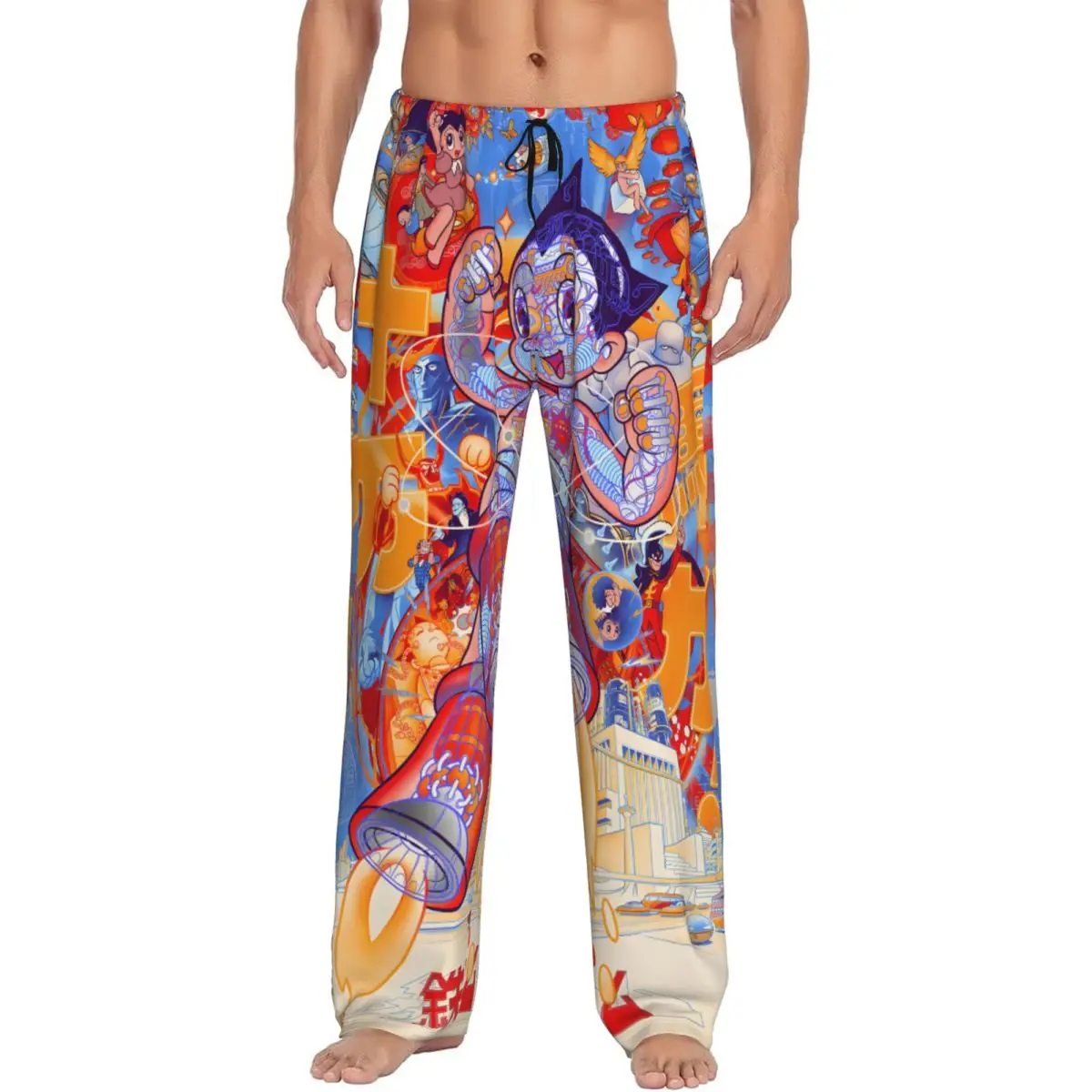 Pantalones de pijama personalizados Astroboy Astro Boy Anime para hombre, ropa de dormir de Manga de Anime, pantalones elásticos para dormir con bolsillos