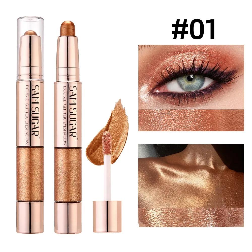 6-kolorowy sztyft do cieni do powiek z dwoma końcówkami, delikatnymi brokatami i wzorem kameli, wodoodporna formuła do codziennego makijażu i makijażu imprezowego.