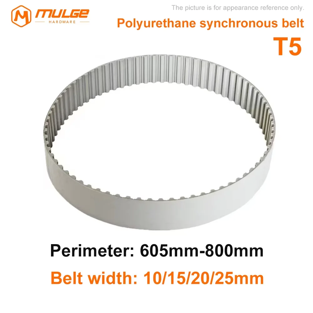 

PU T5 Timing Belt Width 10/15/20/25mm T5 White Polyurethane perimeter 605-800mm Closed Loop Gear Belt