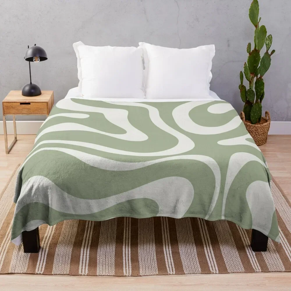 

Liquid Swirl Abstract Pattern in Sage Green and Nearly White Throw Blanket Hairys Decorative Beds Decorative Sofas Blankets