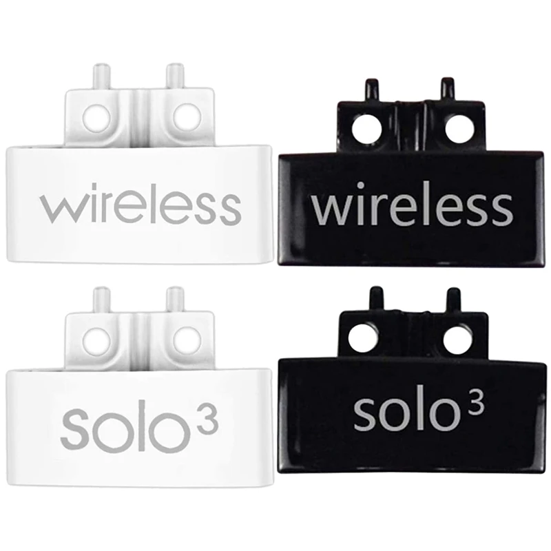 2 Pair Hinge Replacement Headband Connector Hinge Clip Cover For Beats Solo 3 Wireless A1796, White & Bright Black