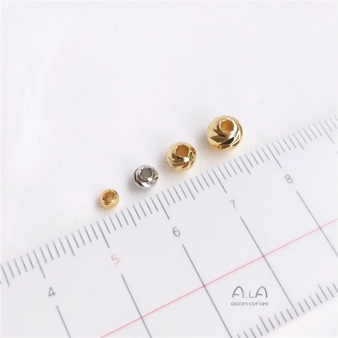 Perles de fleurs à coupe ronde, bijoux à ficelle DIY, perles séparées en vrac, accessoires, or blanc or Rose, coupe horizontale, paquet 18 carats