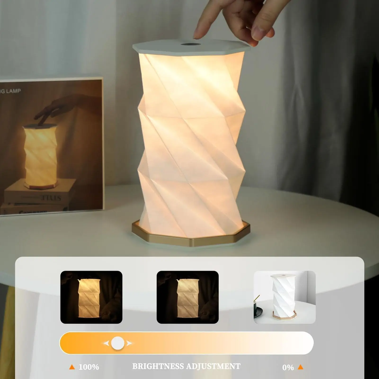 

Rotating Night Light Creative Foldable Atmosphere Light Bedroom Bedhead Decoration Book Light LED Rechargeable Table Lantern