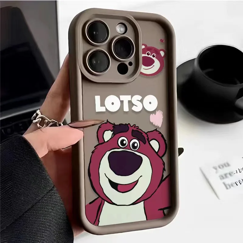 Lotso Disneys Pink Bear Cartoon Phone Case for IPhone 16 15 14 13 12 11 Pro Max Mini XR XS X 7 8 Plus Soft TPU Back Cover