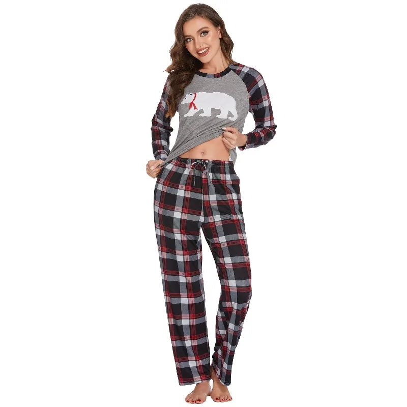 

Комплект домашней одежды унисекс с длинными рукавами и рождественским принтом, осенне-зимний комплект с коордированной пижамой и длинными рукавами, женские длинные брюки XXLn