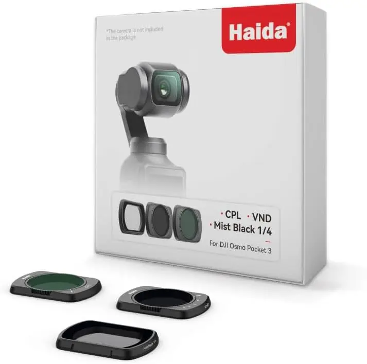 Haida NanoPro Magnetic Filter Set for DJI Osmo Pocket 3, Variable ND 1-5 Stop + CPL + Black Diffusion 1/4