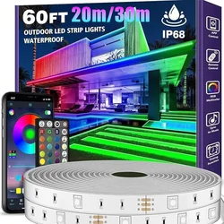 Neon Strip 20M 30M RGB Outdoor LED Strip Waterproof, IP68 Outdoor LED Strip Waterproof, App Remote Control, Music Syn