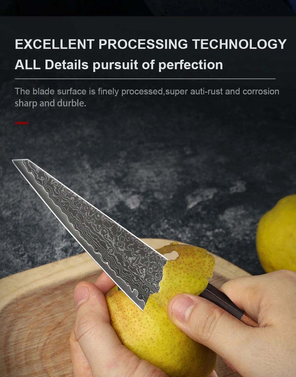 15,2 cm japanisches Honesuki-Messer, handgeschmiedeter Damaststahl, professionelle Küchenmesser, Chef, scharfes Mehrzweck-Ausbeinen, Kochutensilien – Detail 6