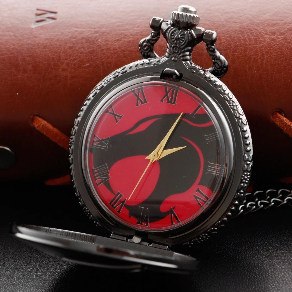 Vintage Classic Time Necklace Clock Black Beast Black Panther Totem Quartz Pocket Watch Men's and Women's Kid Birthday Gifts