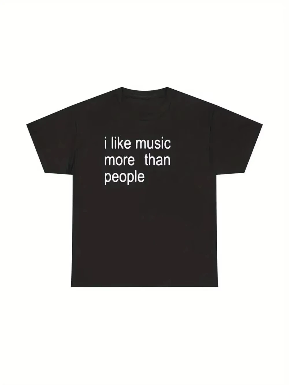 Humorous Music Lover T-shirt – “I love music more than my lover” satirical graphic unisex casual crew neck short-sleeved shirt