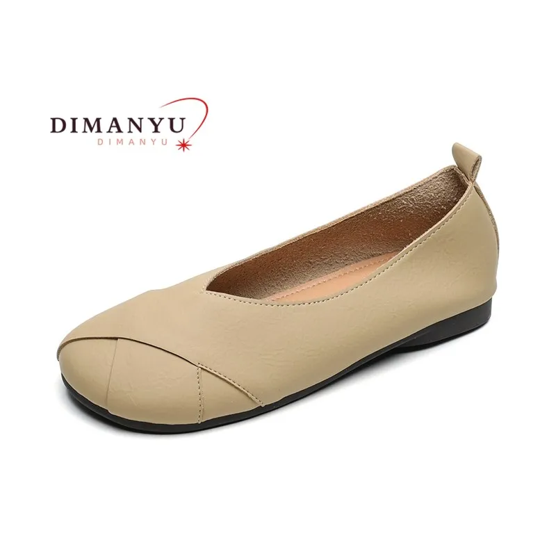 

DIMANYU Women's Large-size Shoes 2025 Autumn New Round-toe Shoes Women Flat Shallow One-foot Pedals Bean Shoes For Women