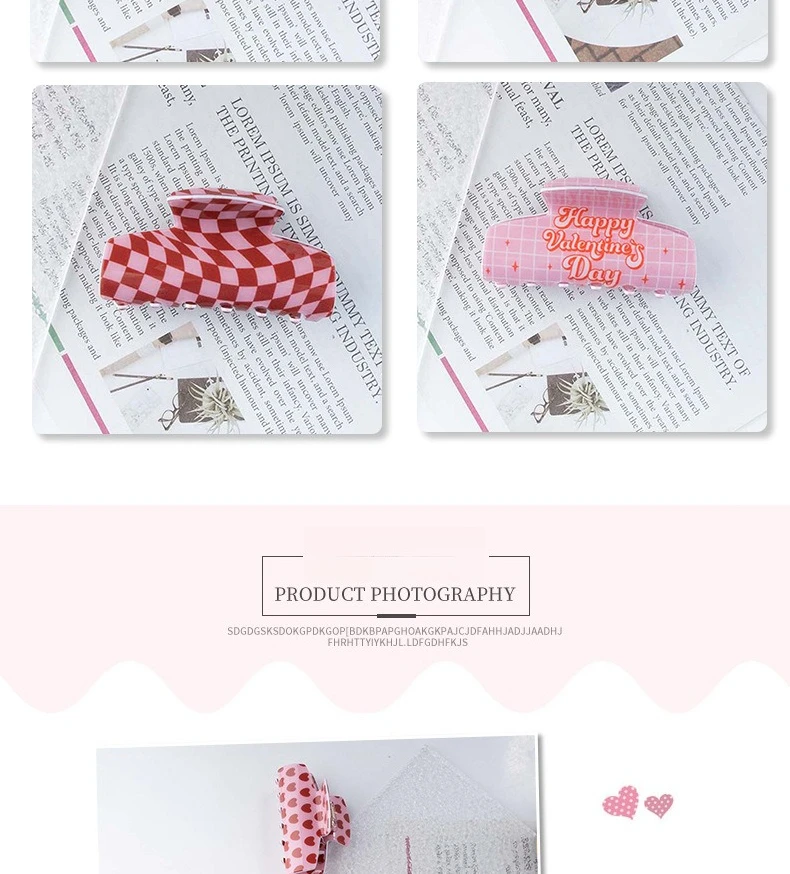 Valentinstag Neue Haarspange mit Hai-Motiv, Buchstaben-Haaraccessoires, Herz-Haarnadel, Rotes Geschenkset, Rote Herz-Haarklammer, Accessoires, Geschenk für Freundin – Detail 7