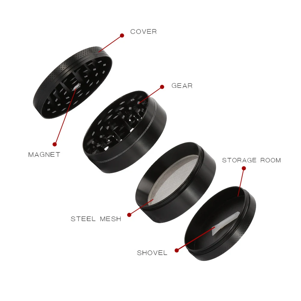 4-Layer Zinc Alloy 40/50mm Herbal Crusher Tobacco Grinder Smoke Manual Kitchen Herb Metal Layer Grinders Spice Mill Accessories