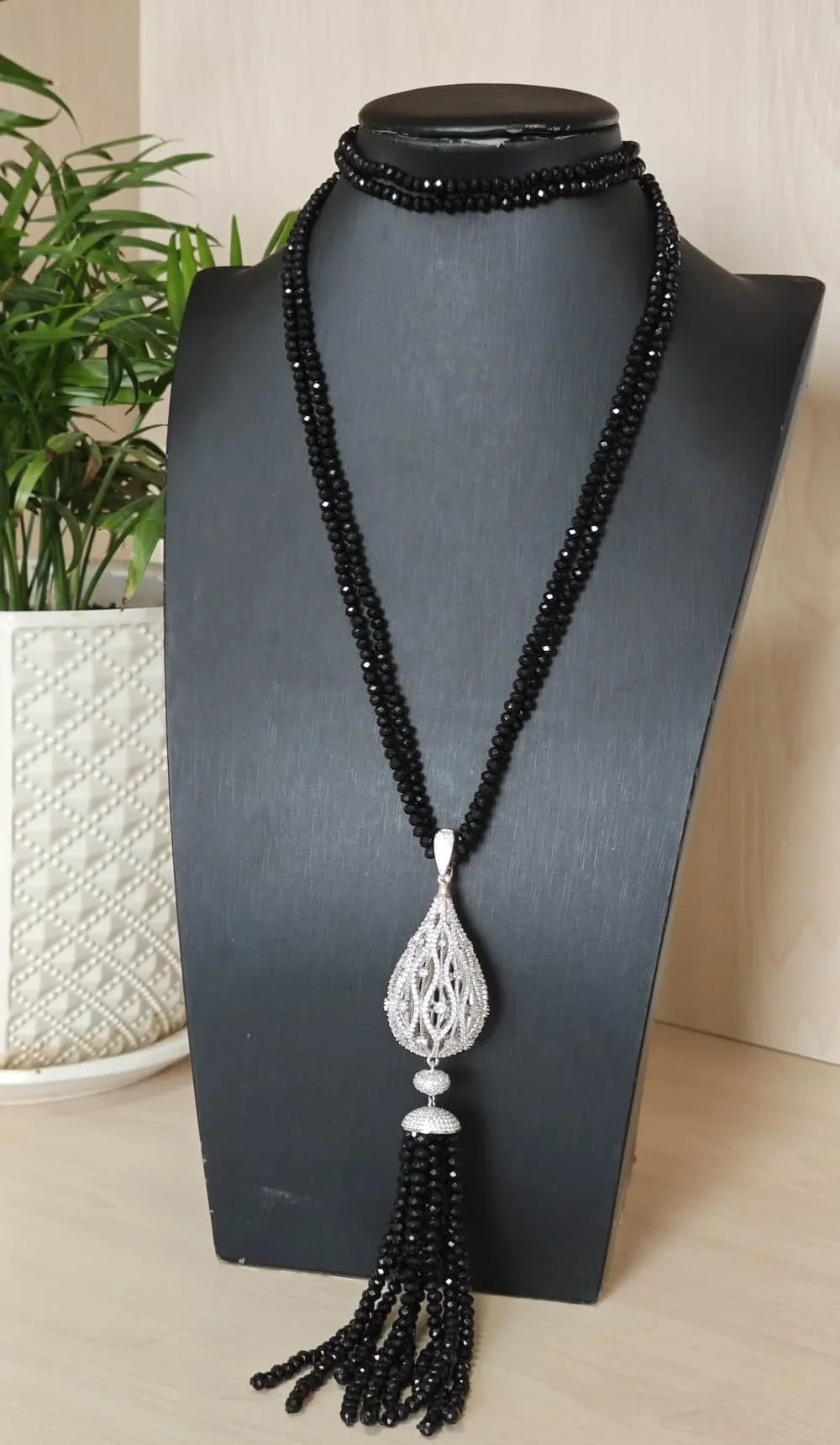 New natural green color jade micro inlay zircon big water drop pendant tassel necklace long sweater chain fashion jewelry