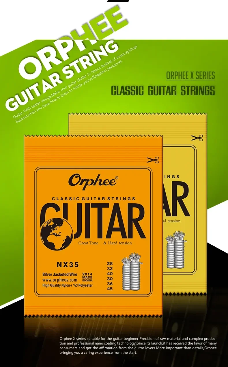 10/50 Set Orphee Klassische Gitarre Saiten Silber Überzogene Draht Nylon Saiten NX Serie 6 teile/satz Anfänger Für Klassische Gitarre teile – Detail 3