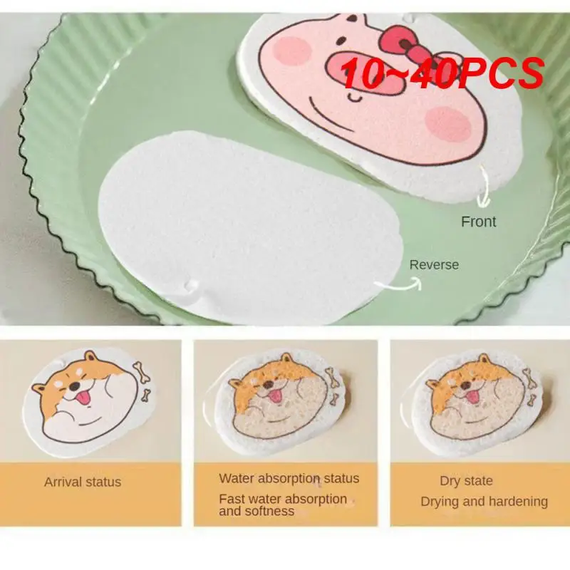 10~40PCS Oil-free Kitchen Dishwasher Sponge Absorb Moisture And Then Rapidly Expand Made Of Wood Fiber