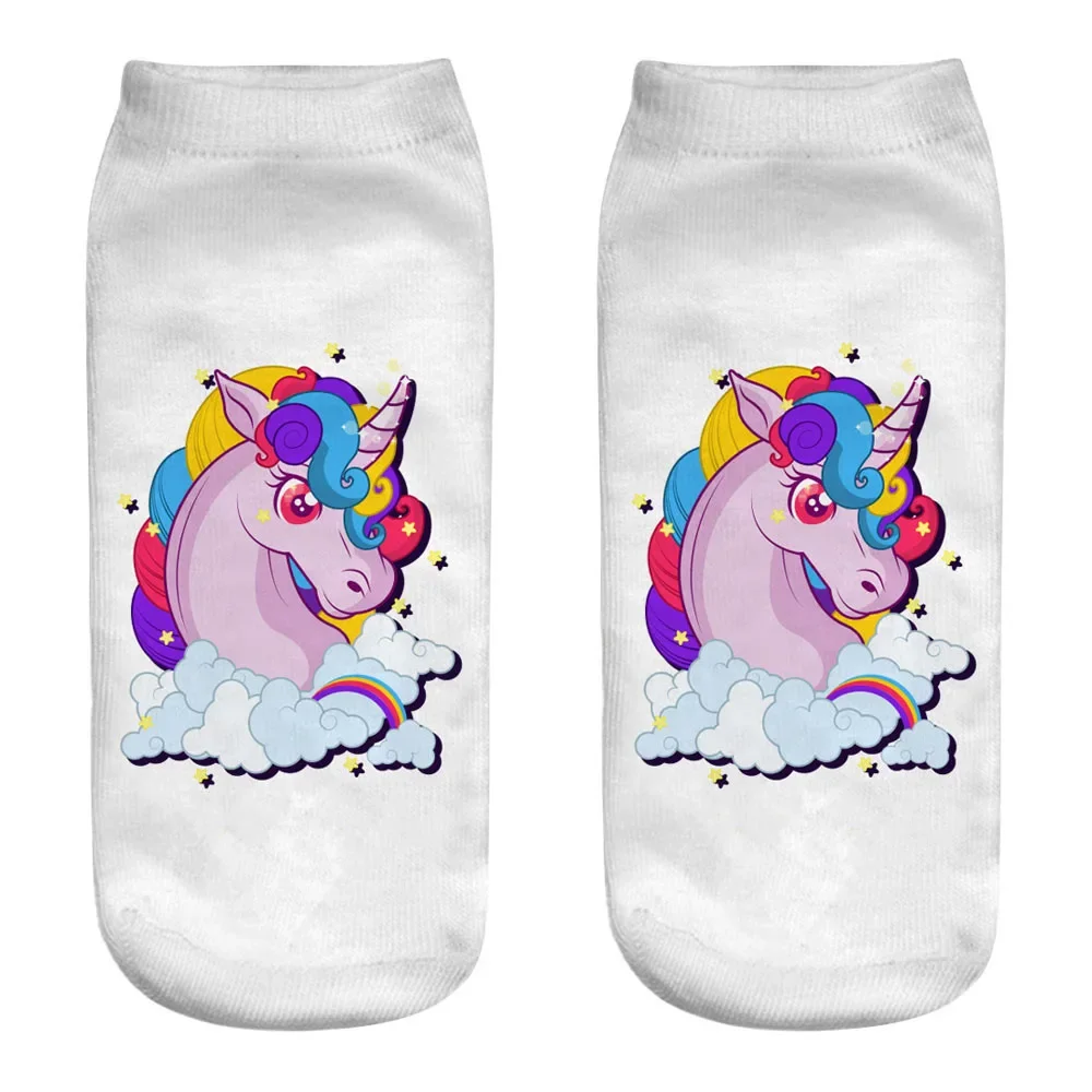 Magical New Harajuku Style 3D Unicorn Printed Women\'s Ankle Socks