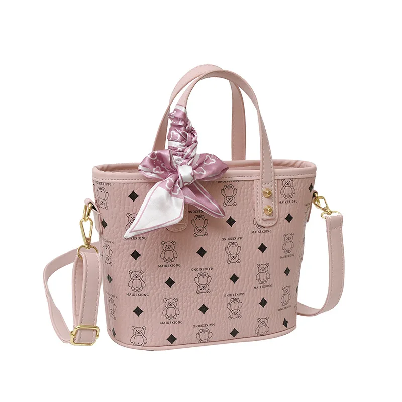 

Scarf Print Bucket Bag Designer Shoulder Purse for Women, Versatile Top Handle Tote Fashion Crossbody Bag Chic Commuter Bag​