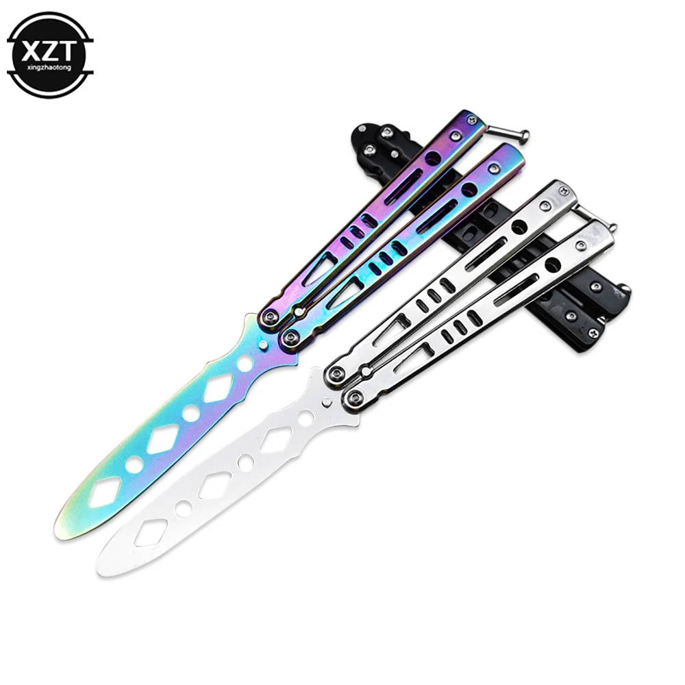 NEW Portable Folding Butterfly Knife CSGO Balisong Trainer Stainless Steel Pocket Practice Knife Training Tool for Outdoor Games