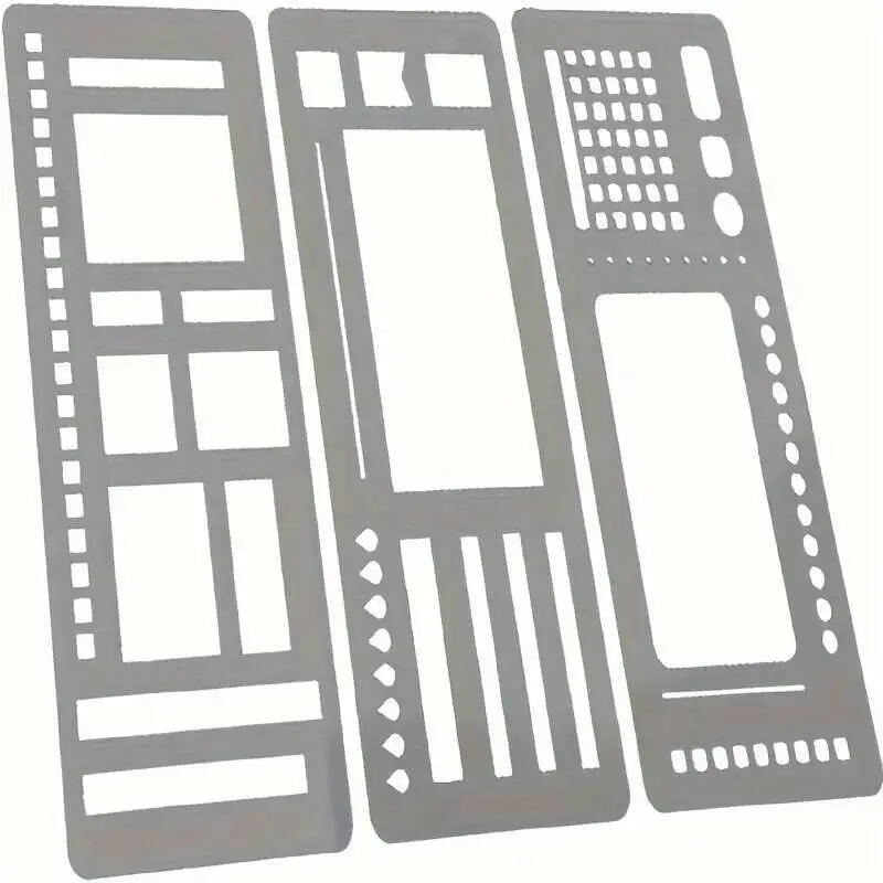 Conjunto de modelo de registro flexível feito à mão de 3 peças, modelo de desenho e escrita de planejador de matriz de pontos de 5mm, diário e ferramentas artesanais