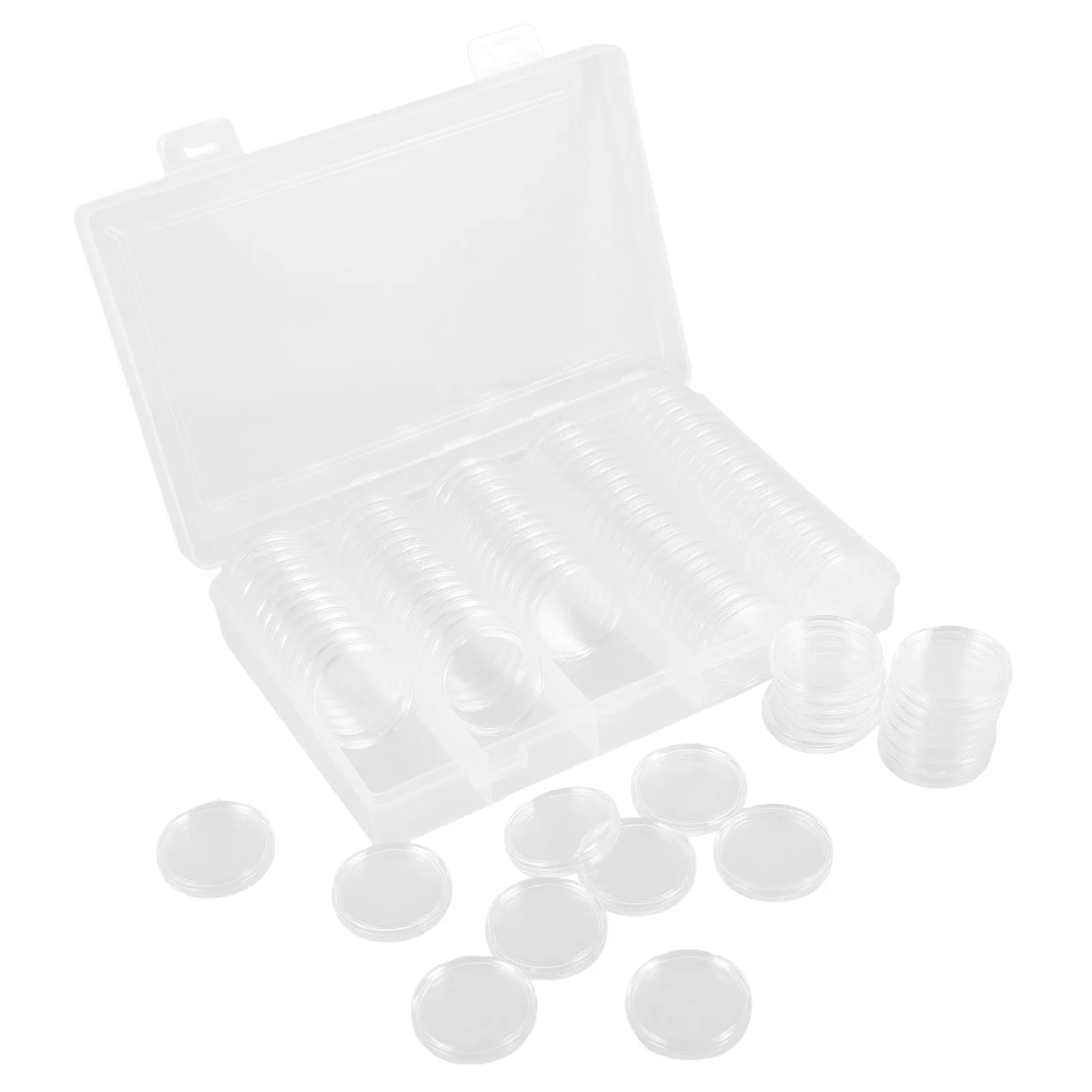 conjunto-de-capsulas-para-moedas-de-27mm-com-caixa-de-armazenamento-de-plastico-reforcado-abertura-em-meia-lua-fecho-de-pressao-organizador-transparente-para-colecionadores-de-moedas