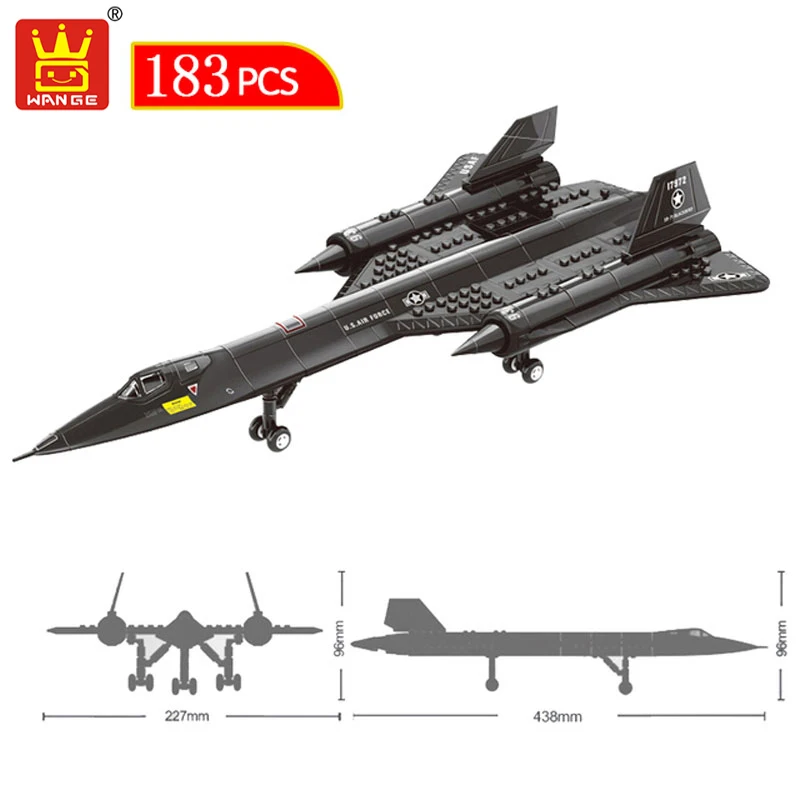 

183Pcs Military WW2 SR 71 Blackbird Reconnaissance Aircraft Model Building Blocks Weapon Bricks Children Construction Block toys