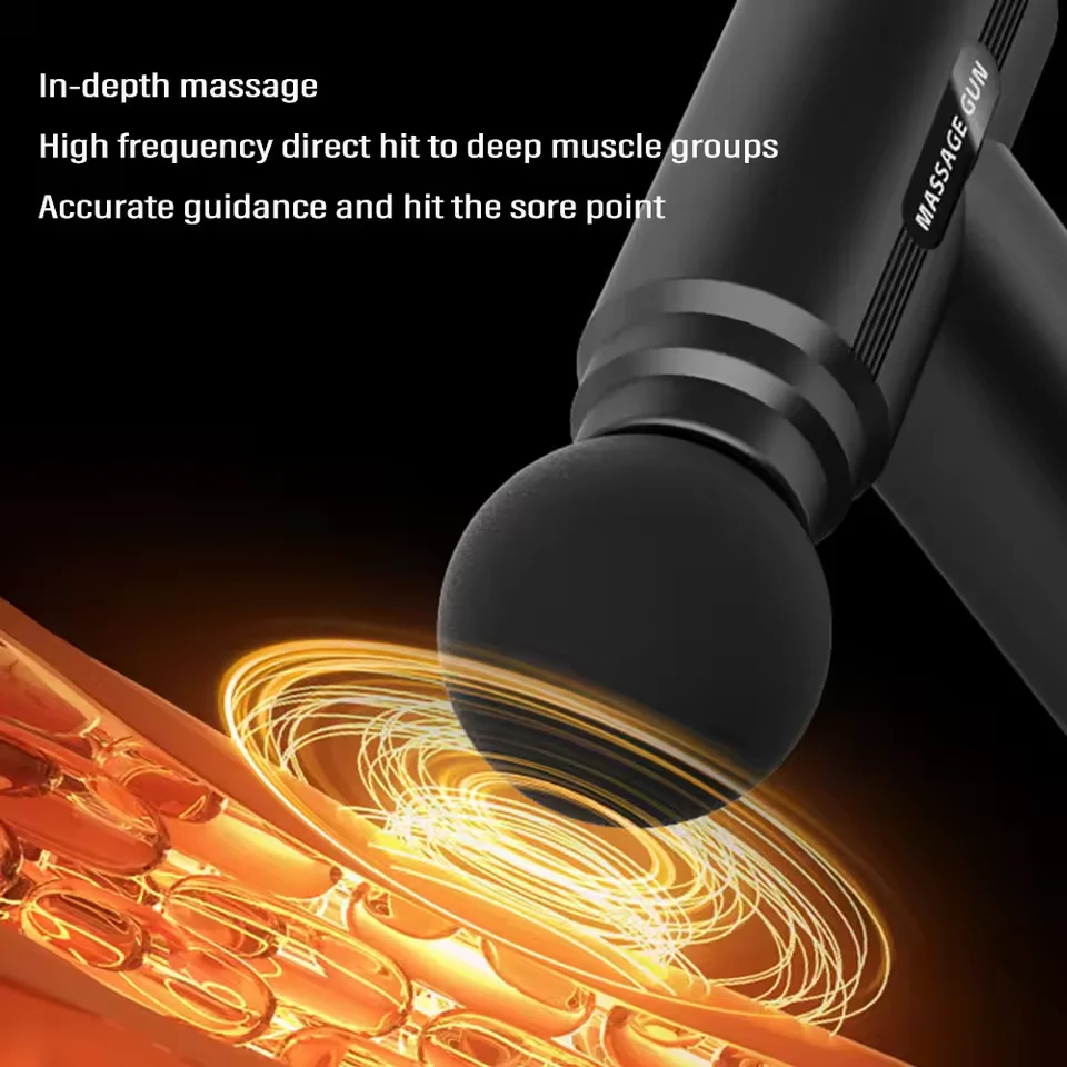 깊은 근막 근육 이완을 위한 6단 마사지 건, 신체 및 목 마사지기, 전기 피트니스 장비, 소음 감소, 수타