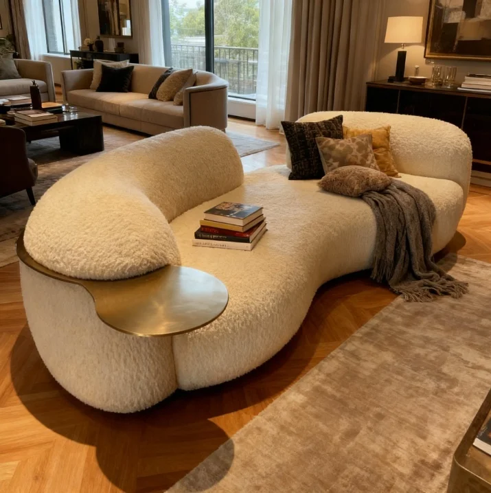 

yh-Modern Luxury Tufted Wood Fabric Three Seat Sectional Sofa Set Convertible Curved Modular New Design for Basement Apartment#