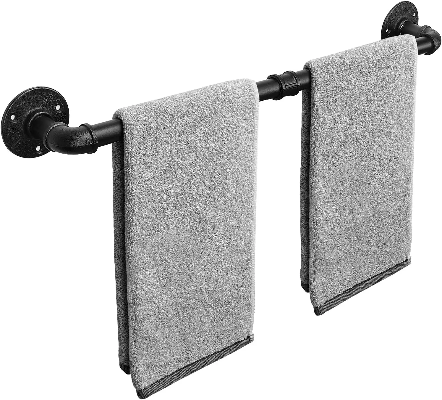 

Rustic Iron Towel Bar, Heavy Duty Wall Mounted Bathroom Towel Rack, Black 24 Inch