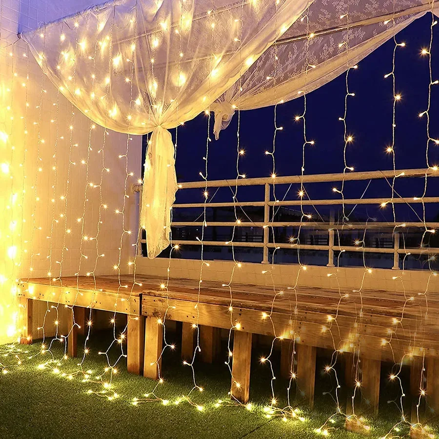 

4-30M Christmas Icicle Light Outdoor Curtain Fairy Light Plug in Christmas Curtain Garland Light for Holiday Wedding Decor