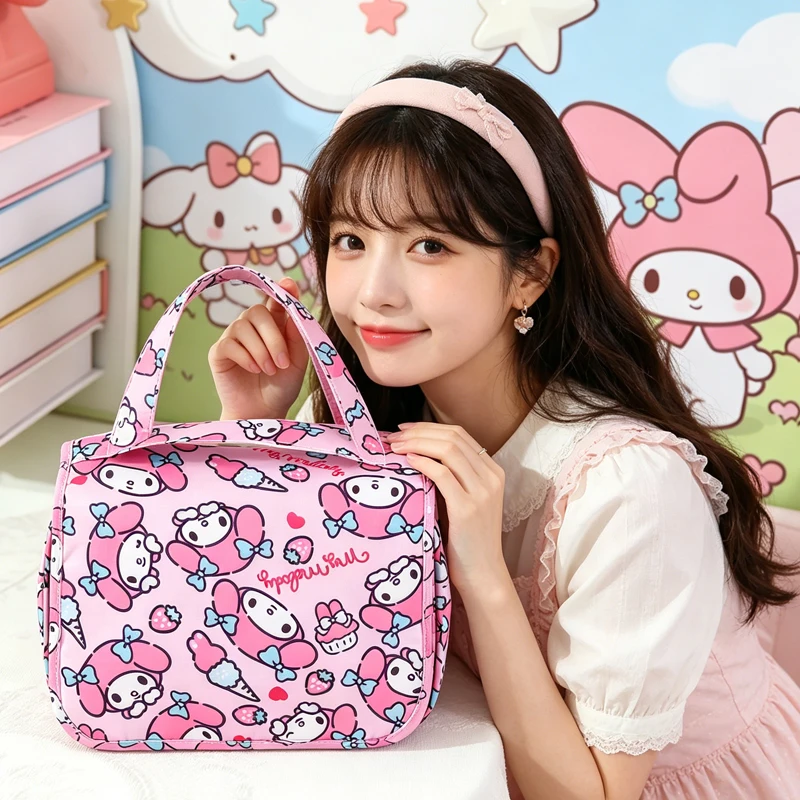 Hello Kittys Wash Bag Cosmetic Bag Cartoon Suspension Large Capacity Bags for Woman Kawaii Multifunctional Storage Bag