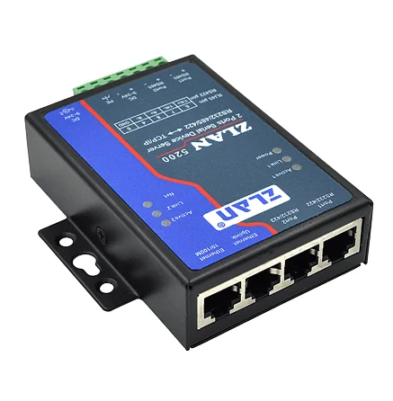 

2 Ports Serial Device Server ZLAN5200 is a 2 ports protocol converter between RS232/485/422 and TCP/IP.