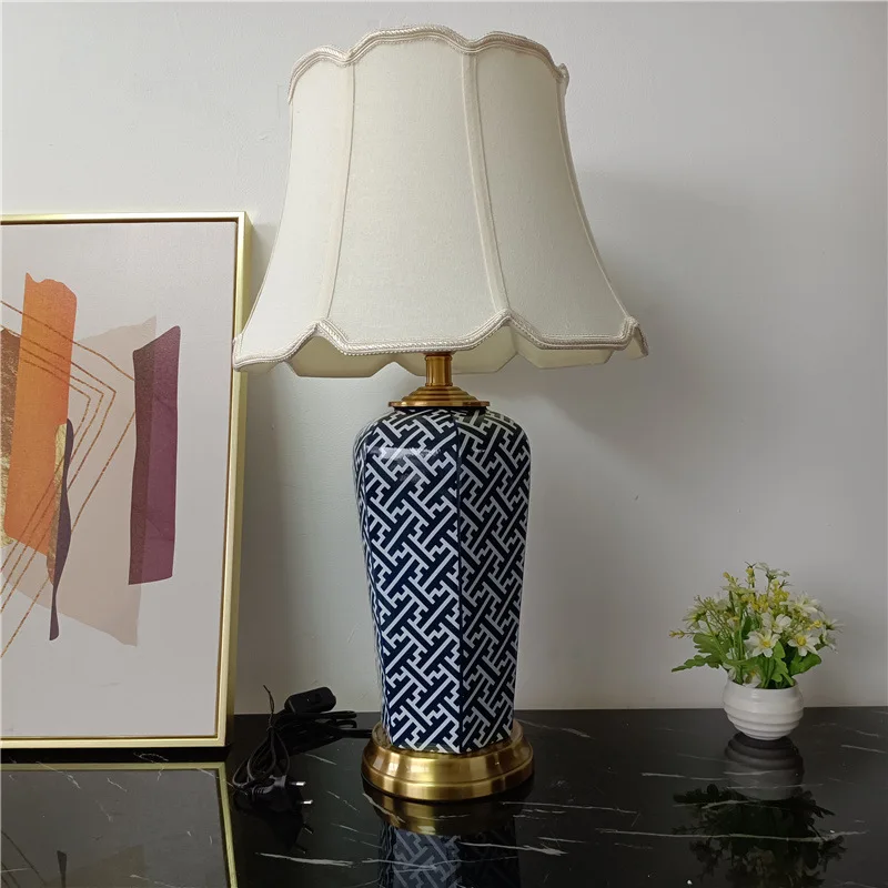 Keramik-Schreibtischlampe, einfache Atmosphäre, Nachtlampe für Wohnzimmer, Schlafzimmer, Arbeitszimmer, dekorative Schreibtischlampe