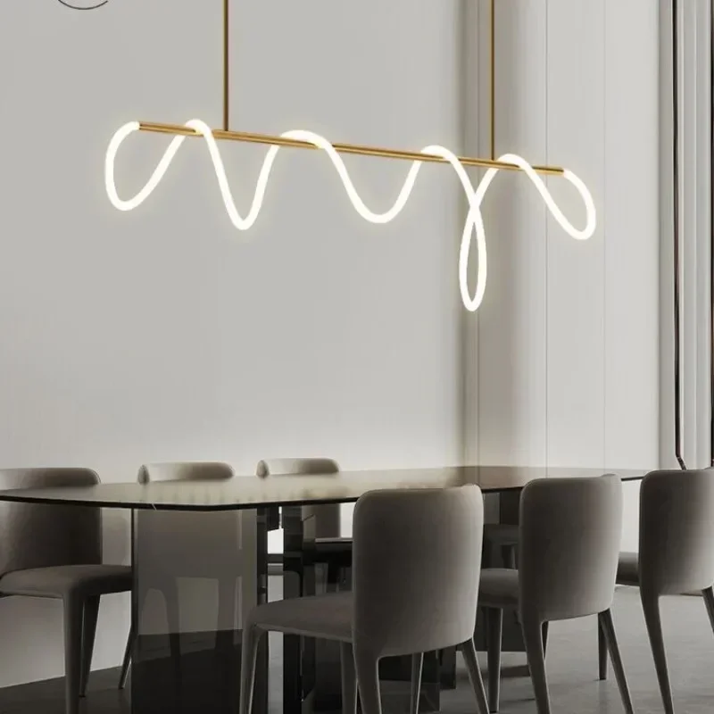 Designer Italian minimalist lines dining table chandelier Nordic simple modern light luxury music note bar lamp