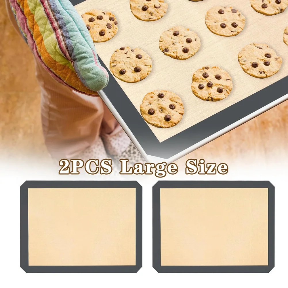 

ABJS 2PCS Silicon Baking Mats, Reusable Silicon Baking Mat Sheet, Baking Sheets Non-Stick, Food Safe Baking Mats