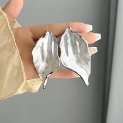 Metal White Drops Glaze Leaves Irregular Enamel Earrings for Women European And American Style Personality Travel Jewelry Gifts