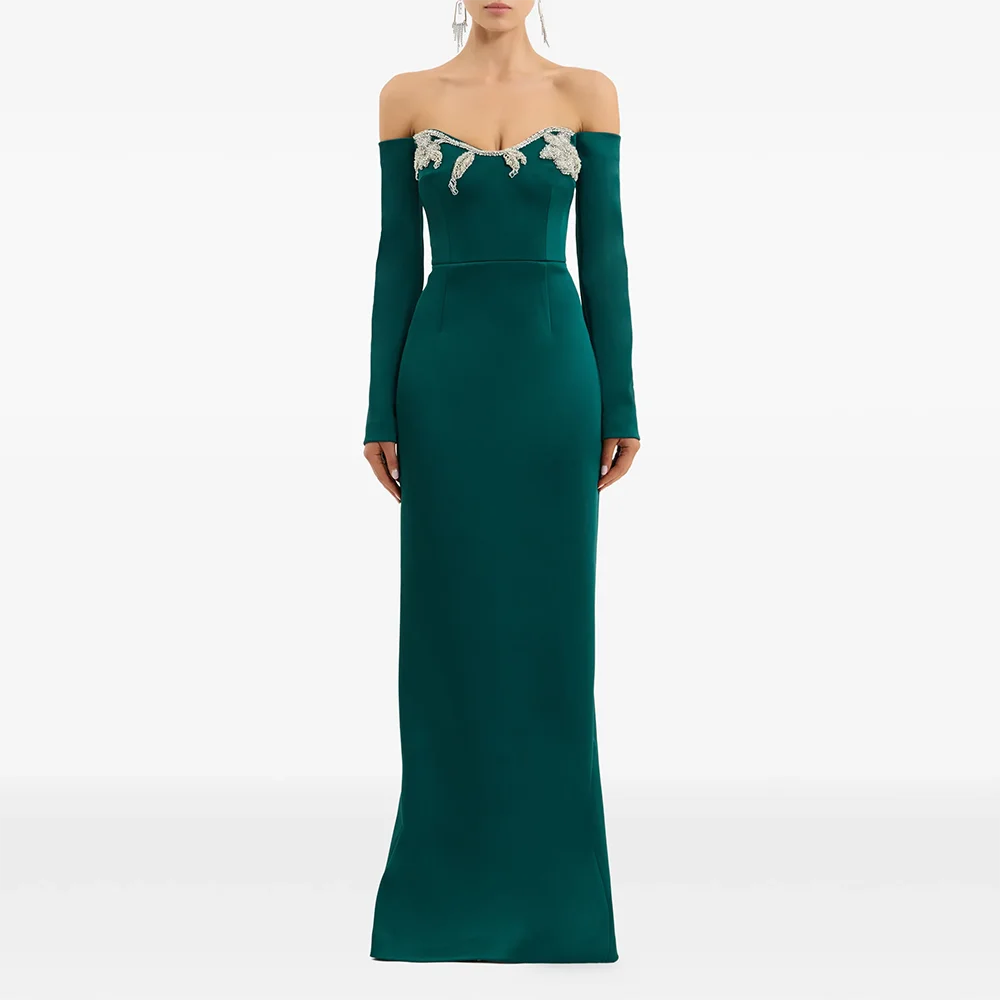 

Длинные вечерние платья с открытыми плечами по индивидуальному заказу, элегантные платья для выпускного вечера для торжественных случаев, платья для выпускного вечера с кристаллами 202, длиной до щиколотки