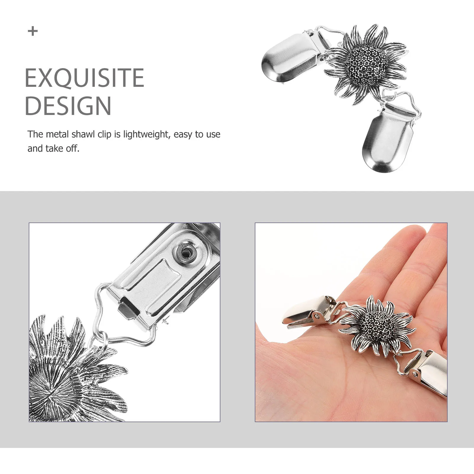 

Women Cardigan Clips Flower Design Sturdy Metal Shawl Clip for Sweaters Scarves Dresses Collar Fastener Clothes Brooch