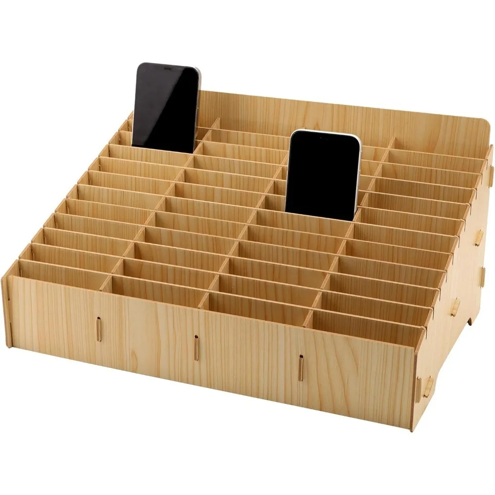 

Wooden Cell Phone Holder Desktop Storage Box Mobile Phone Management Storage Box Desk Organizer for Teachers Classroom