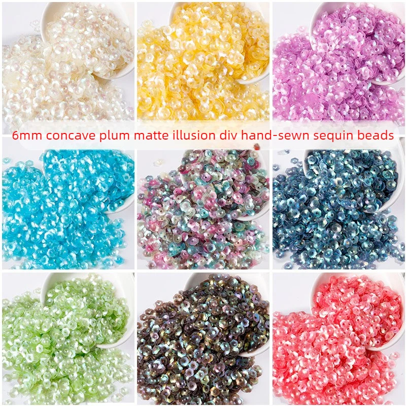 Cuentas de flor de ciruelo cóncavas tridimensionales de 6 mm, material mate para lentejuelas cosidas a mano, para vestidos de novia, ropa de baile, zapatos, sombreros y bolsos.
