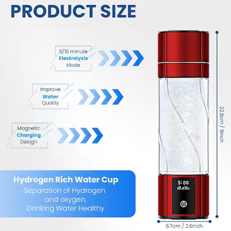 Taza de agua de hidrógeno, baja frecuencia, 7,2 luces UV Hertz, botella de agua de hidrógeno, fabricante alcalino, generador de agua de hidrógeno antioxidante