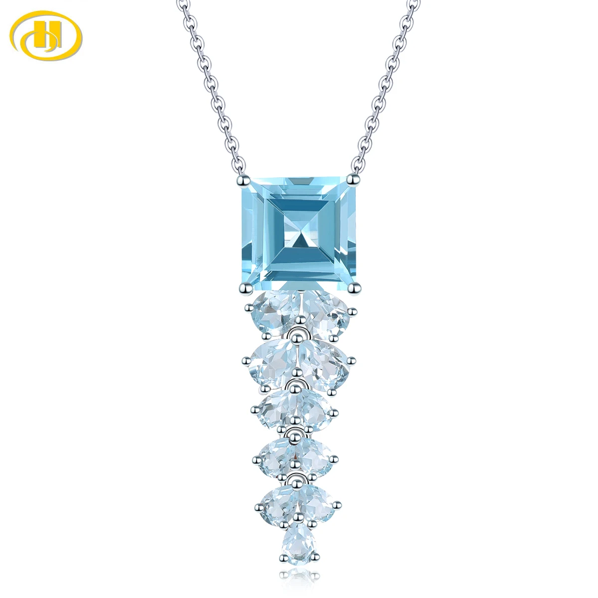 

Натуральный небесно-голубой топаз, подвески из стерлингового серебра, 8,4 карата, подлинный драгоценный камень, ювелирные изделия из серебра S925 с родиевым покрытием, подарки