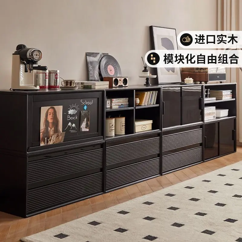 

Rubber wood solid wood combination TV cabinet Free combination lattice cabinet Household living room dining side cabinet Storage