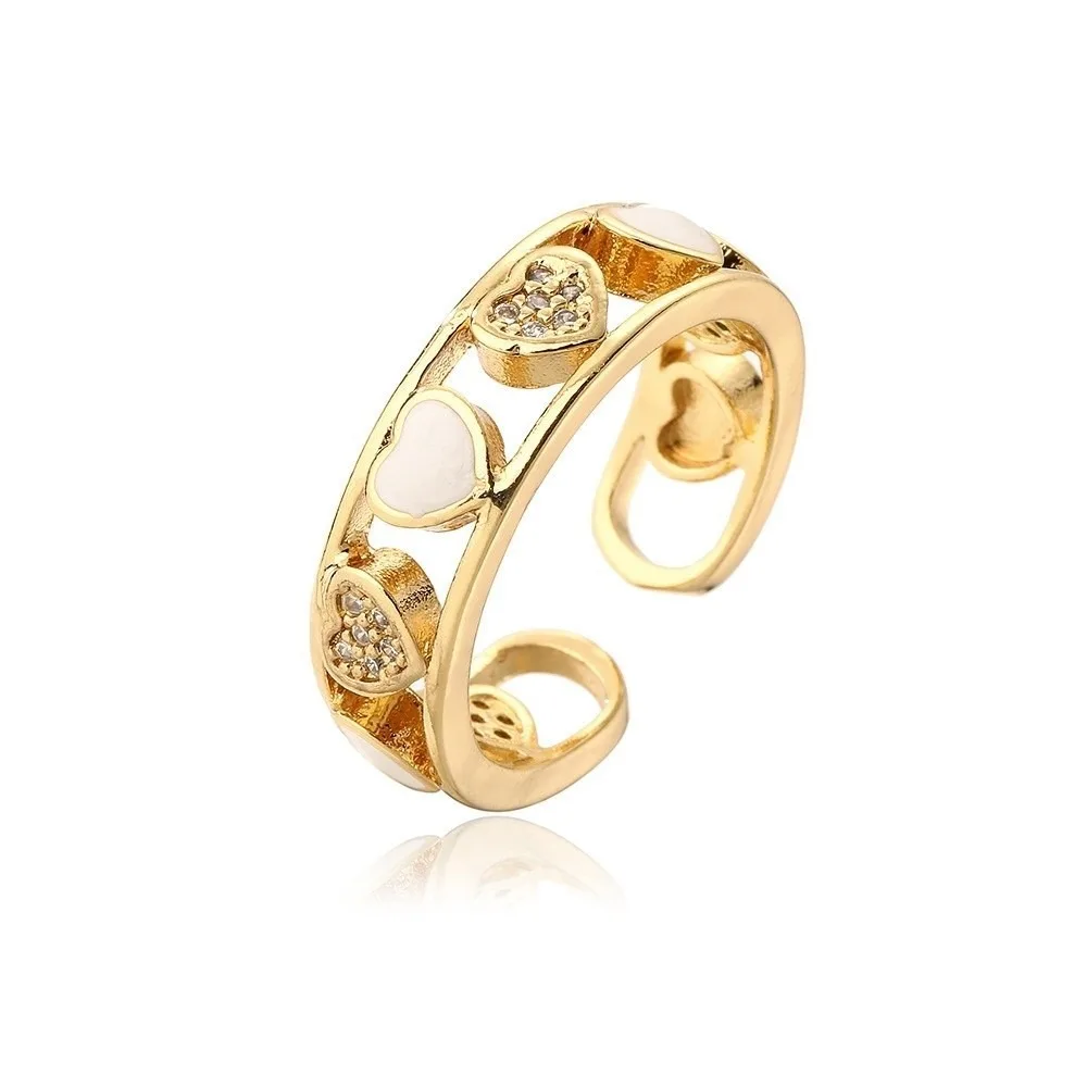 Shiny Adjustable Heart Ring Exquisite Jewelry Finger Ring Fashion Vintage Rhinestone Ring Hipster