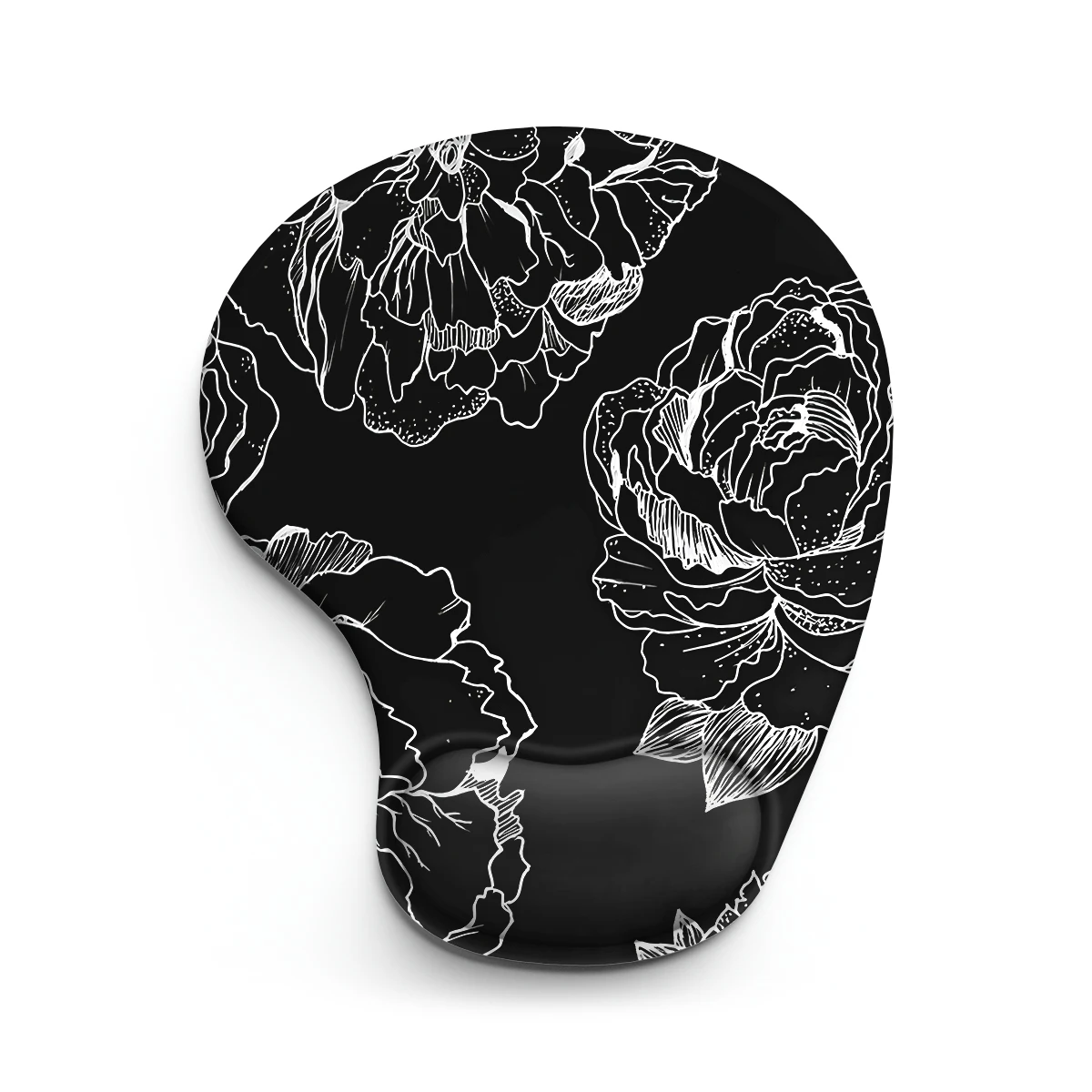 1pc Black And White Rose Art Wrist Mouse Pad Ergonomic Soft Anti-Slip Wrist Rest Support Mat Computer Mouse Pad For Office PC