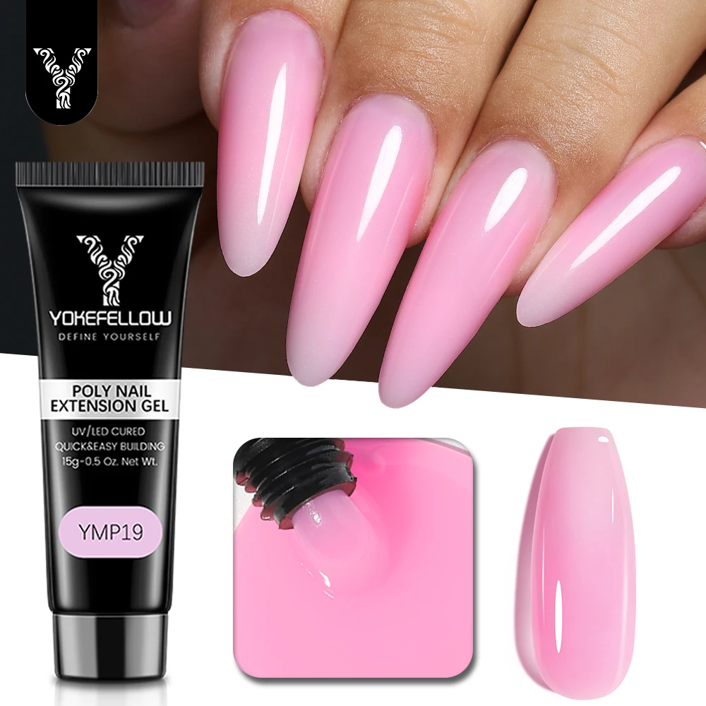 

YOKEFELLOW Jelly Pink 15g Poly Nail Gel for Nail Extension Gel UV Acrylic Gel Crystal Gel Varnish Nail Art Builder Gel DIY