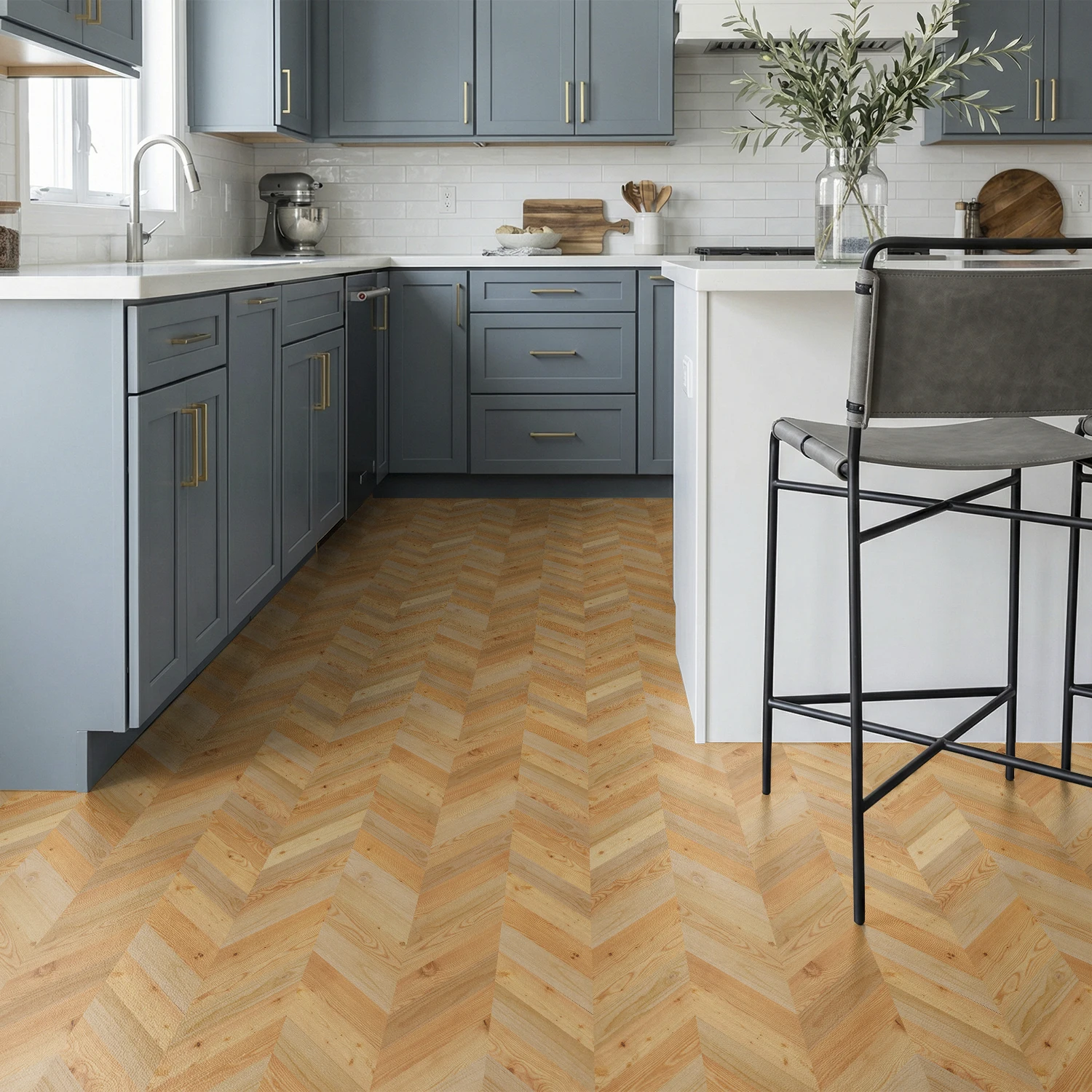 Chevron Wood Peel and Stick Wall Tile 30cm Waterproof Self Adhesive Floor Sticker for Kitchen Bathroom Decor
