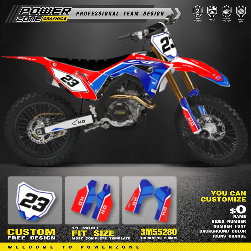 

PowerZone Custom Team Graphics Backgrounds Decals Stickers Kit For HONDA 2018 2019-2021 CRF250R 2017 2018 2018 2020 CRF450R 039