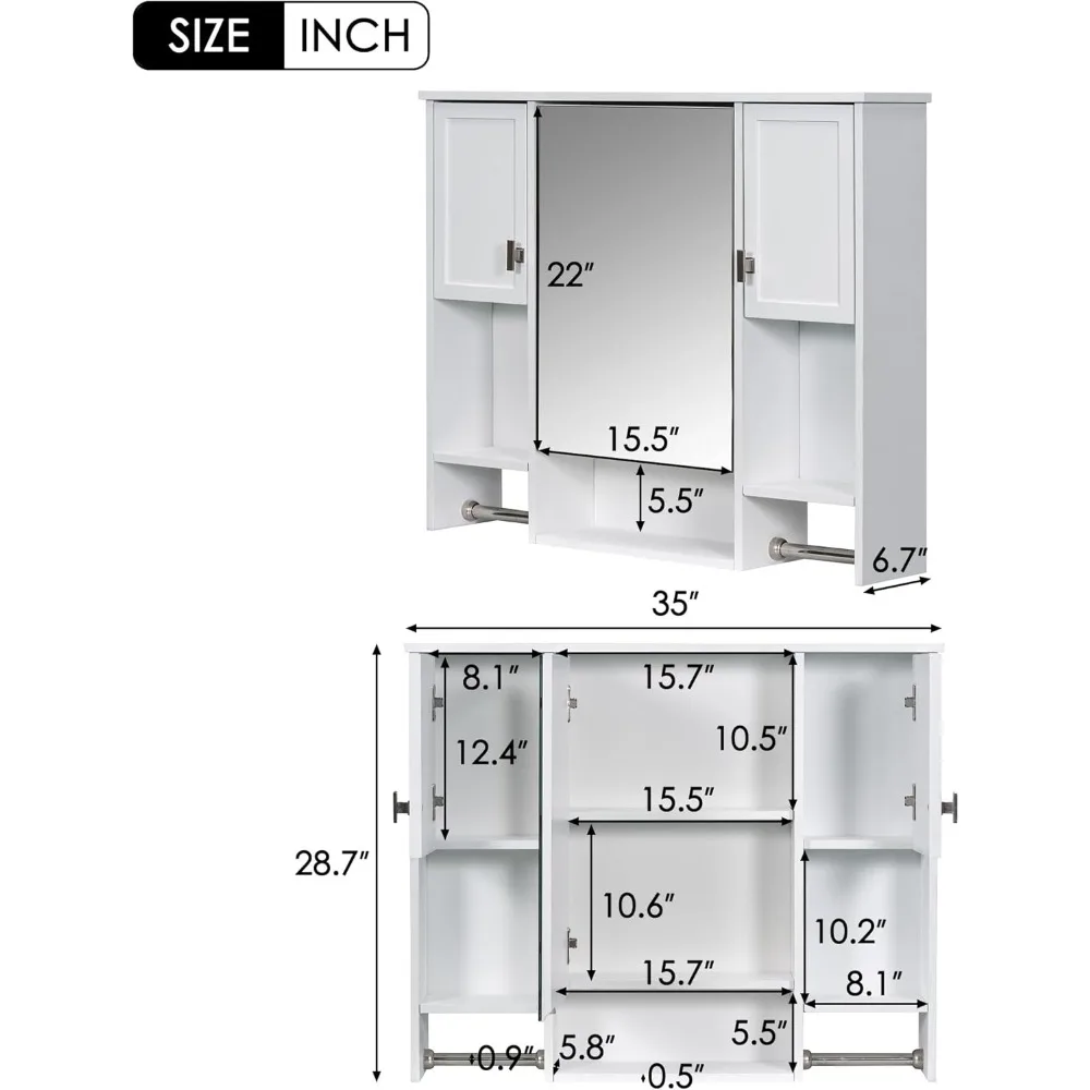 Mobile lavabo da bagno da 36" con armadietto dei medicinali abbinato, mobiletto moderno per lavabo sottopiano