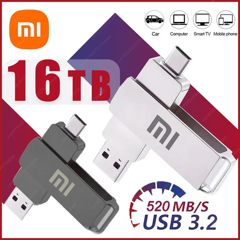 Xiaomi 16TB Flash sürücü Usb 3.2 süper yüksek hızlı Flash sürücü Metal transferi Mini U Disk kalem sürücü tipi C bellek Disk SSD U sürücü